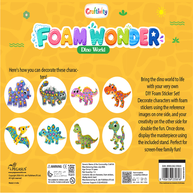 Foam Wonder Dino World Activity Kit for Kids (Age 3+ Years) Creative Learning and Craft Activity for Boys and Girls