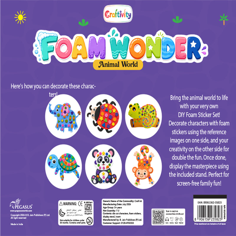 Foam Wonder Animal World Activity Kit for Kids (Age 3+ Years) Creative Learning and Craft Activity for Boys and Girls