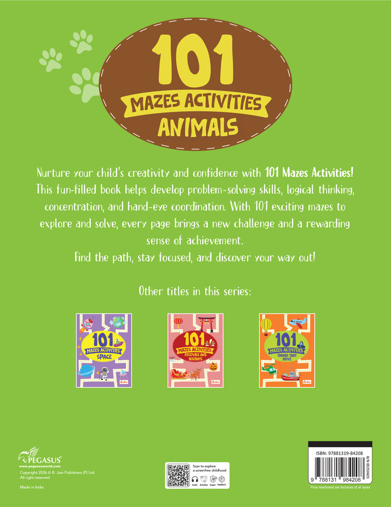 101 Mazes Activities – Animals Book for Kids | Animal Maze Puzzle & Activity Book | Age 3+