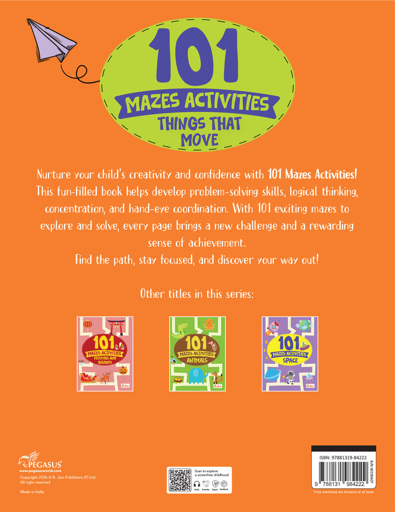 101 Mazes Activities – Things That Move Book for Kids | Vehicle Maze Puzzle & Activity Book | Age 3+