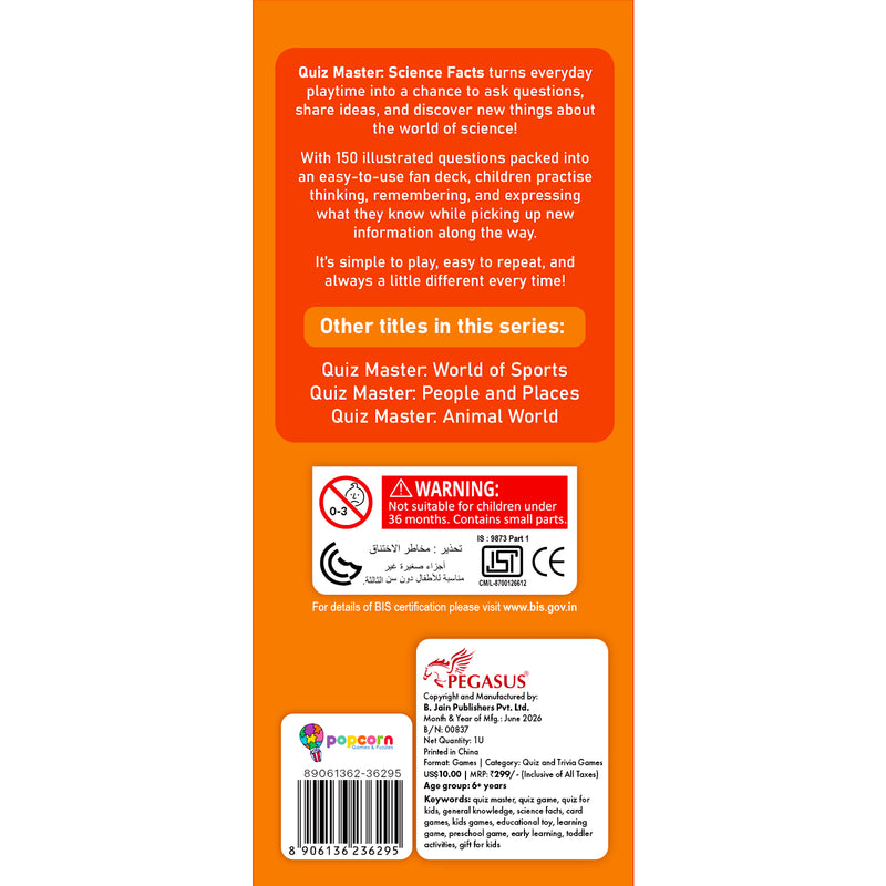 Quiz Master Science Facts for Kids (Age 5+ Years) Quiz Challenge Educational Cards and Brain Teaser Learning Game