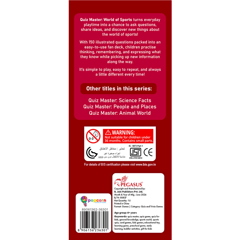Quiz Master World of Sports for Kids (Age 6+ Years) Quiz Challenge Educational Cards and Brain Teaser Learning Game
