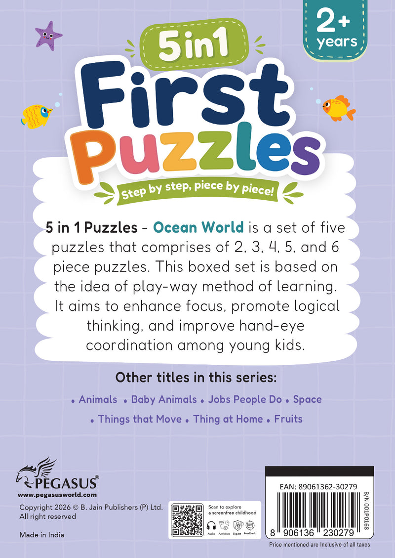 5-in-1 First Puzzles Ocean World for Toddlers and Kids (Age 2+ Years) Jigsaw Puzzle Set | Fun Memory Games and Creative Activity