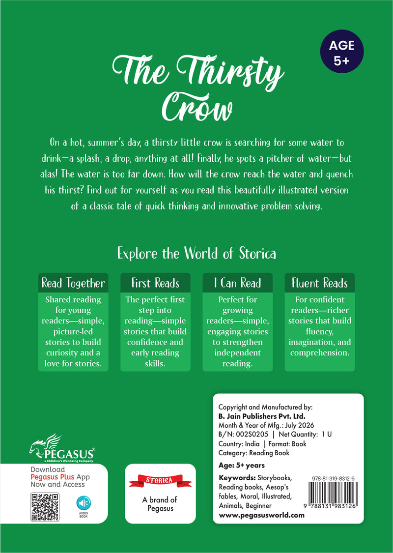 The Thirsty Crow Book for Kids - Classic Bedtime Story Book, Early Reader, and Children's Adventure Book (Age 4+ Years)