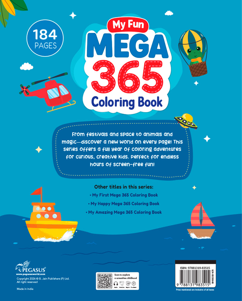 My Fun Mega 365 Coloring Book for Kids – Wire-O Bound Colouring and Early Learning Activity Book (Age 3+ Years)