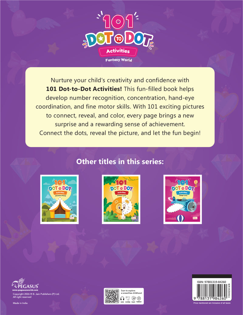 101 Dot to Dot Activities –  Fantasy World Dot-to-Dot Activity Book (Age 3+ Years) Educational Puzzle Workbook