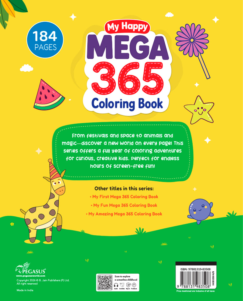 My Happy Mega 365 Coloring Book for Kids – Wire-O Bound Colouring and Early Learning Activity Book (Age 3+ Years)