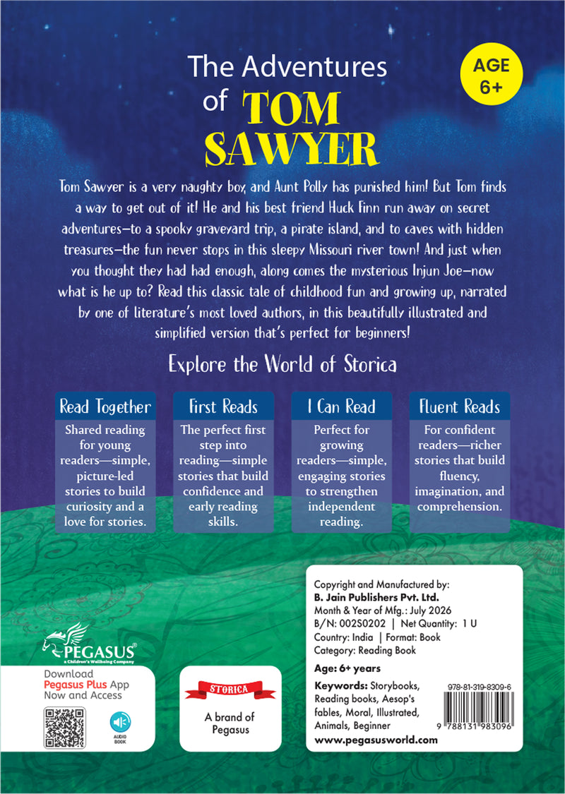 The Adventures of Tom Sawyer Book for Kids - Classic Bedtime Story Book, Early Reader, and Children's Adventure Book (Age 4+ Years)