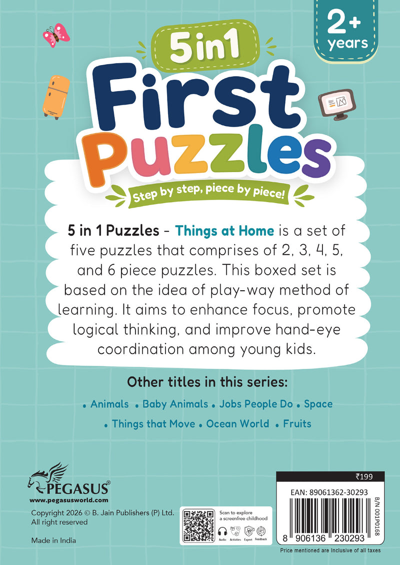 5-in-1 First Puzzles Things at Home for Toddlers and Kids (Age 2+ Years) Jigsaw Puzzle Set | Fun Memory Games and Creative Activity