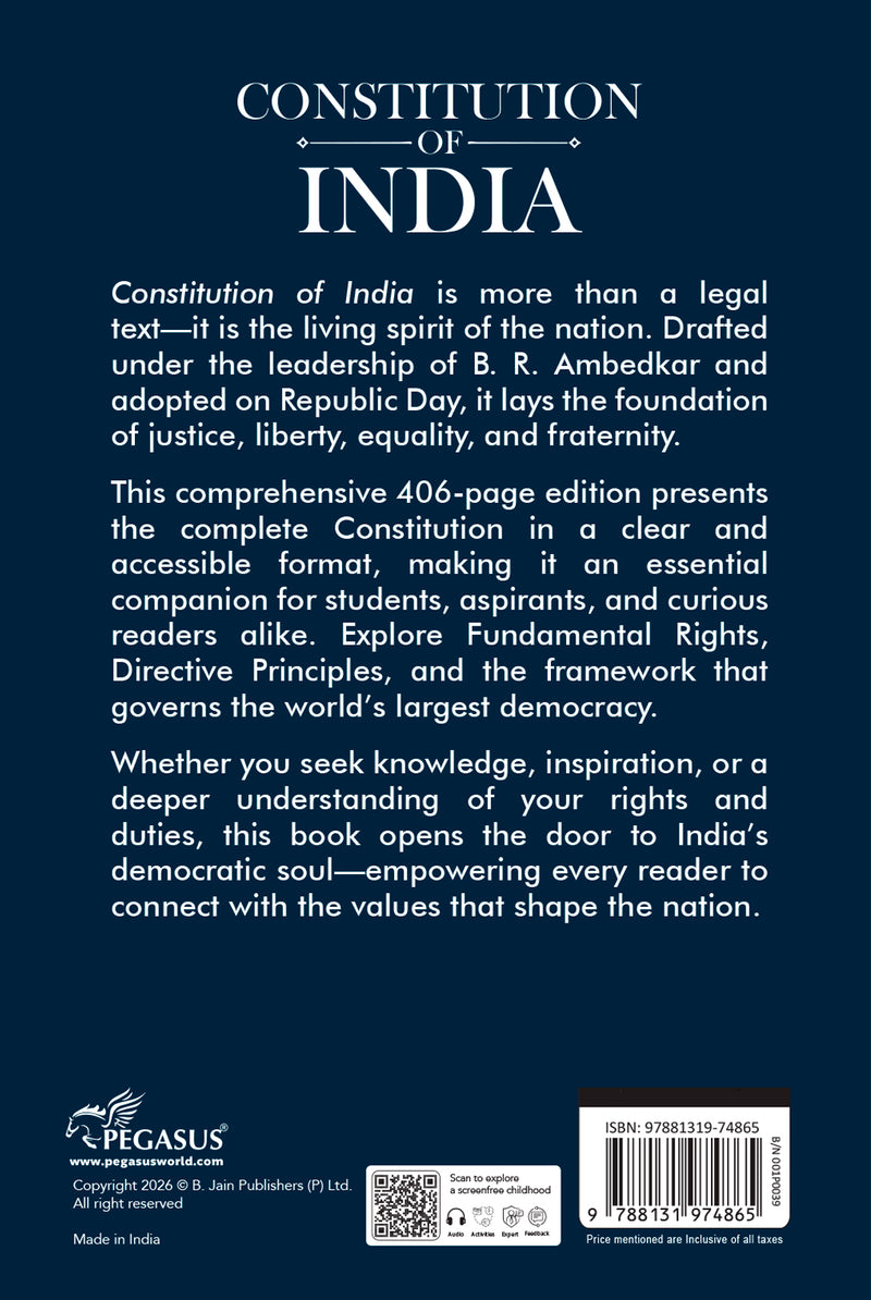 Constitution of India Hardcover Book Indian Law, Civics, and Competitive Exam Reference