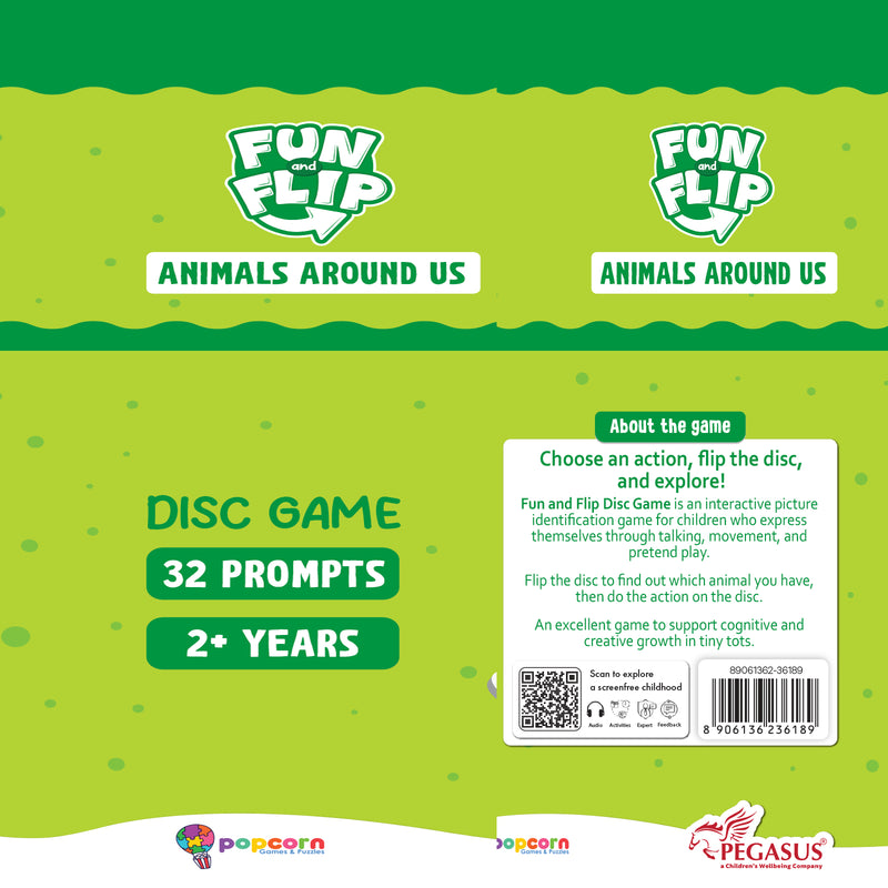 Fun and Flip Animals Around Us Disc Game for Kids Early Learning, Vocabulary and Memory Game for Toddlers (Age 2+ Years)