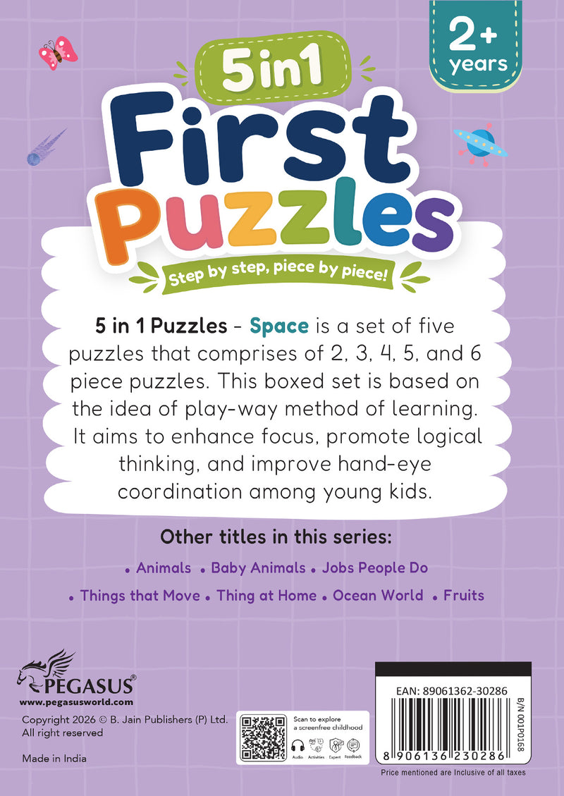 5-in-1 First Puzzles Space for Toddlers and Kids (Age 2+ Years) Jigsaw Puzzle Set | Fun Memory Games and Creative Activity