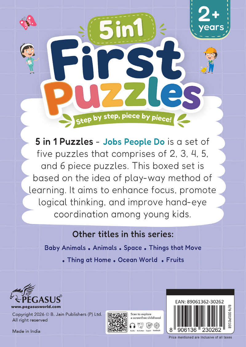 5-in-1 First Puzzles Jobs People Do for Toddlers and Kids (Age 2+ Years) Jigsaw Puzzle Set | Fun Memory Games and Creative Activity