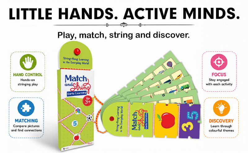 Match and String Early Learning for Kids (Age 3+ Years) String-Along Learning Activity Fine Motor Skills and Matching Game