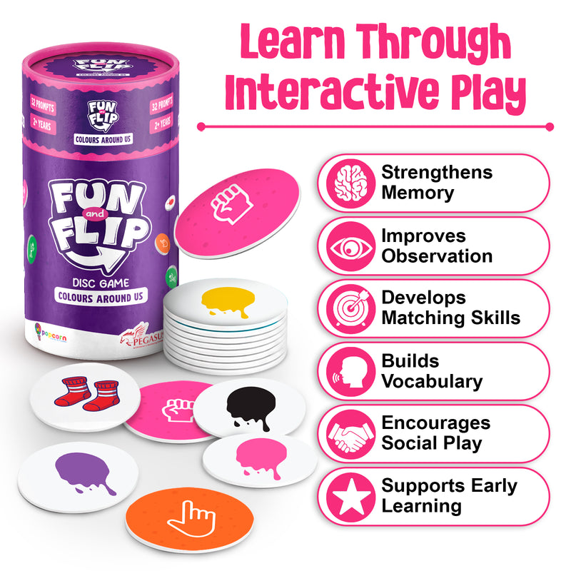 Fun and Flip Colours Around Us Disc Game for Kids Early Learning, Vocabulary and Memory Game for Toddlers (Age 2+ Years)