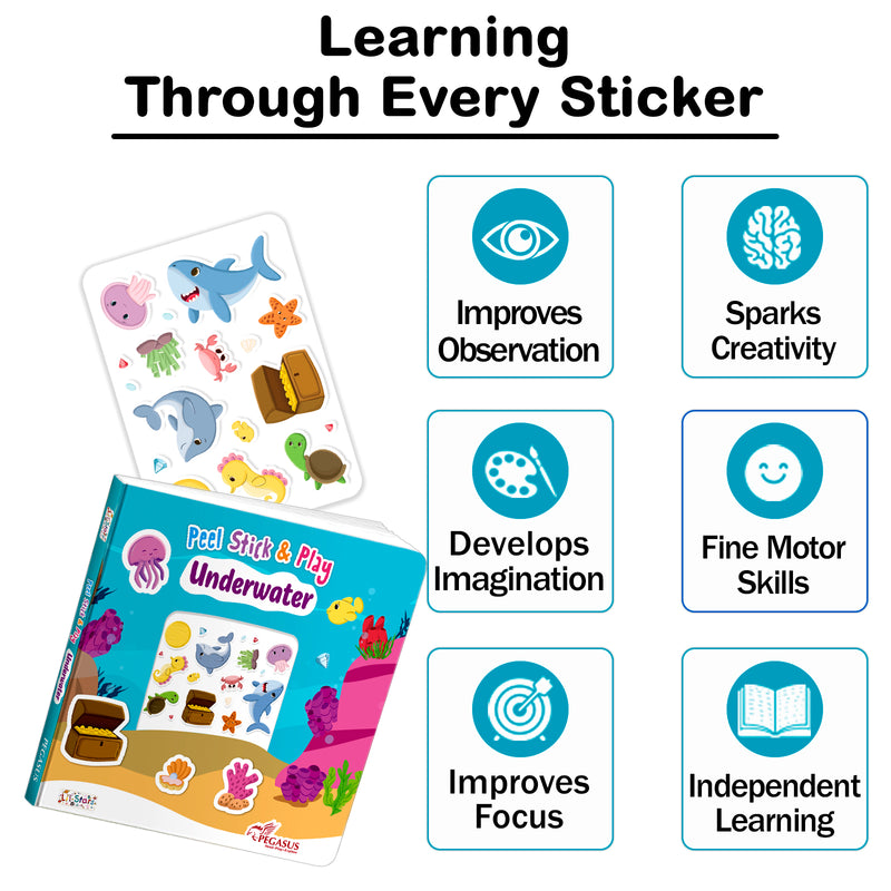 Peel Stick & Play Underwater Book for Kids – Reusable Sticker Sea Activity Book (Age 2+ Years)