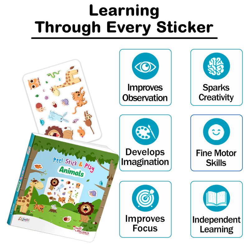 Peel Stick & Play Animals Book for Kids – Reusable Animal Sticker Activity Book (Age 2+ Years)