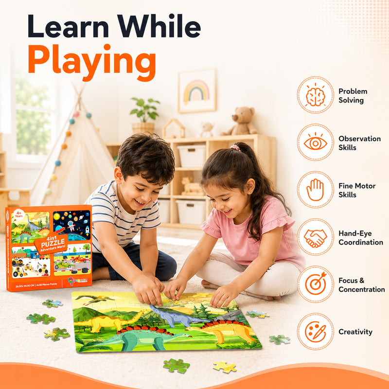 4 in 1 Divine World Jigsaw Puzzle for Kids Krishna, Ganesha and Hindu Mythology Theme Brain Development Toy (Age 3+ Years)