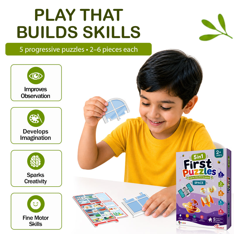 5-in-1 First Puzzles Space for Toddlers and Kids (Age 2+ Years) Jigsaw Puzzle Set | Fun Memory Games and Creative Activity