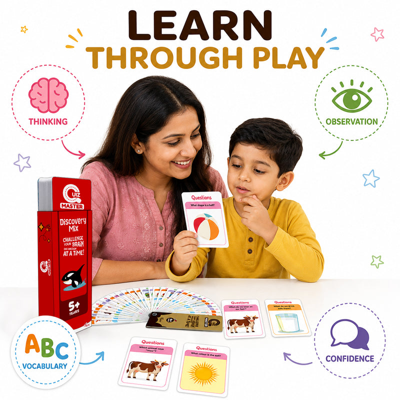 Quiz Master  Discovery Mix for Kids (Age 5+ Years) Quiz Challenge Educational Cards and Brain Teaser Learning Game