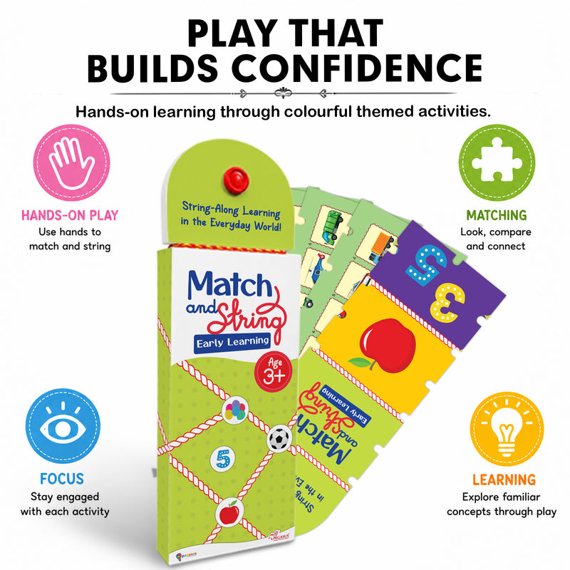 Match and String Early Learning for Kids (Age 3+ Years) String-Along Learning Activity Fine Motor Skills and Matching Game
