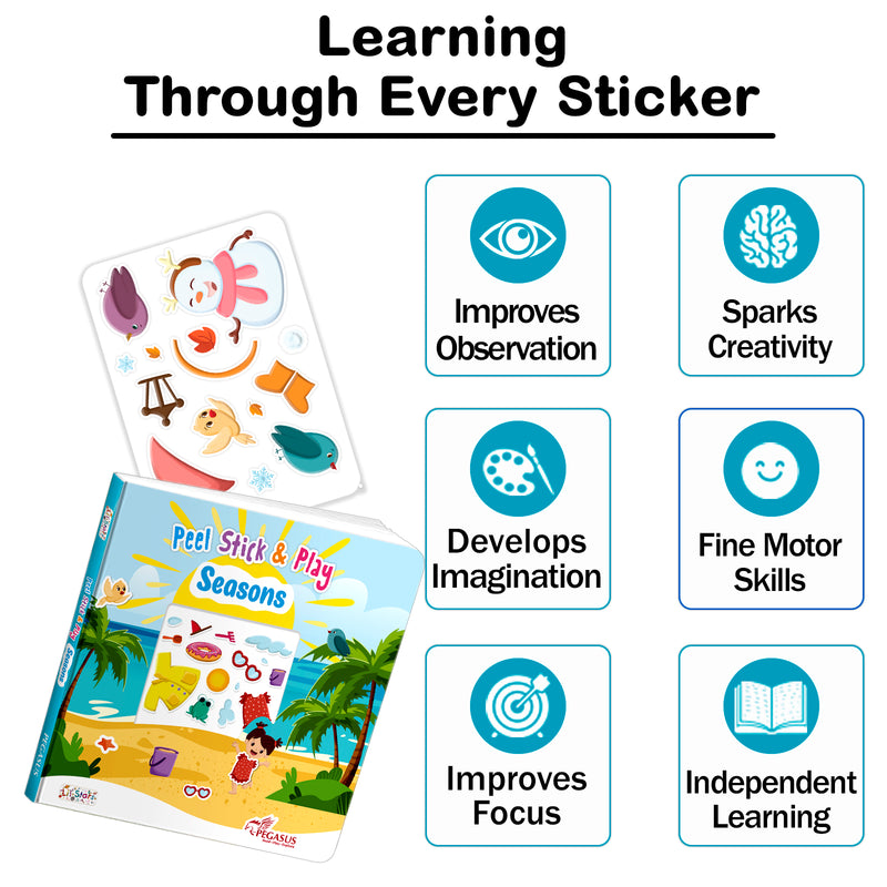 Peel Stick & Play Seasons Book for Kids – Reusable Seasons Sticker Activity Book (Age 2+ Years)