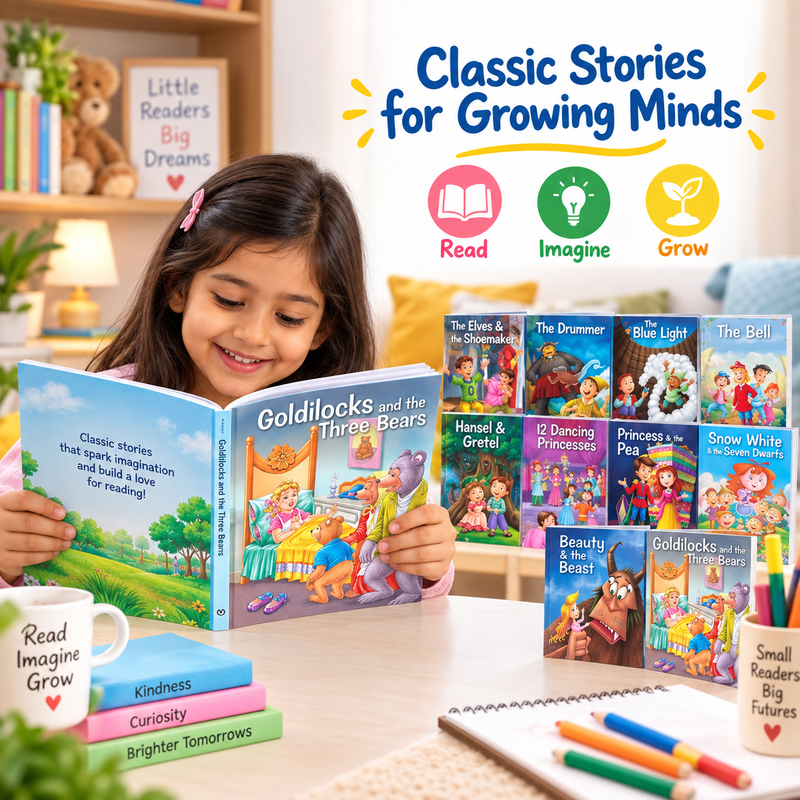 Set of 10 Grimm's Tales Picture Story Books | Age 3+ Years