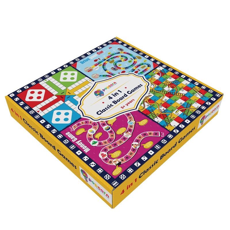 4-in-1 Classic Board Games for Kids and Family Family Board Game Set Indoor Games for Children (Age 5+ Years)