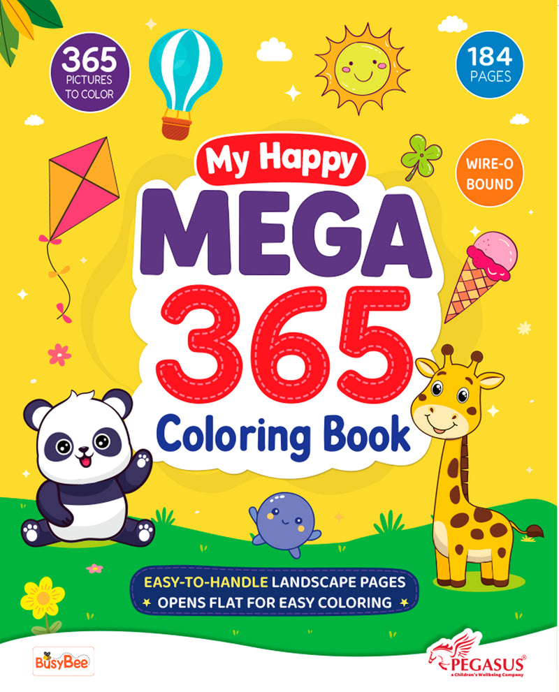 My Happy Mega 365 Coloring Book for Kids – Wire-O Bound Colouring and Early Learning Activity Book (Age 3+ Years)
