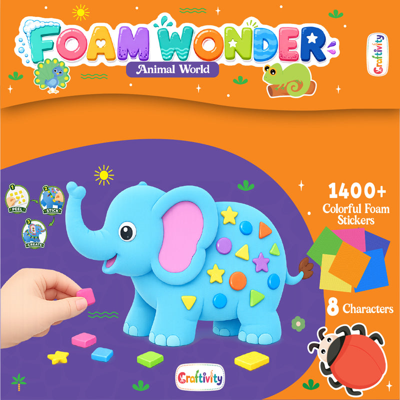 Foam Wonder Animal World Activity Kit for Kids (Age 3+ Years) Creative Learning and Craft Activity for Boys and Girls