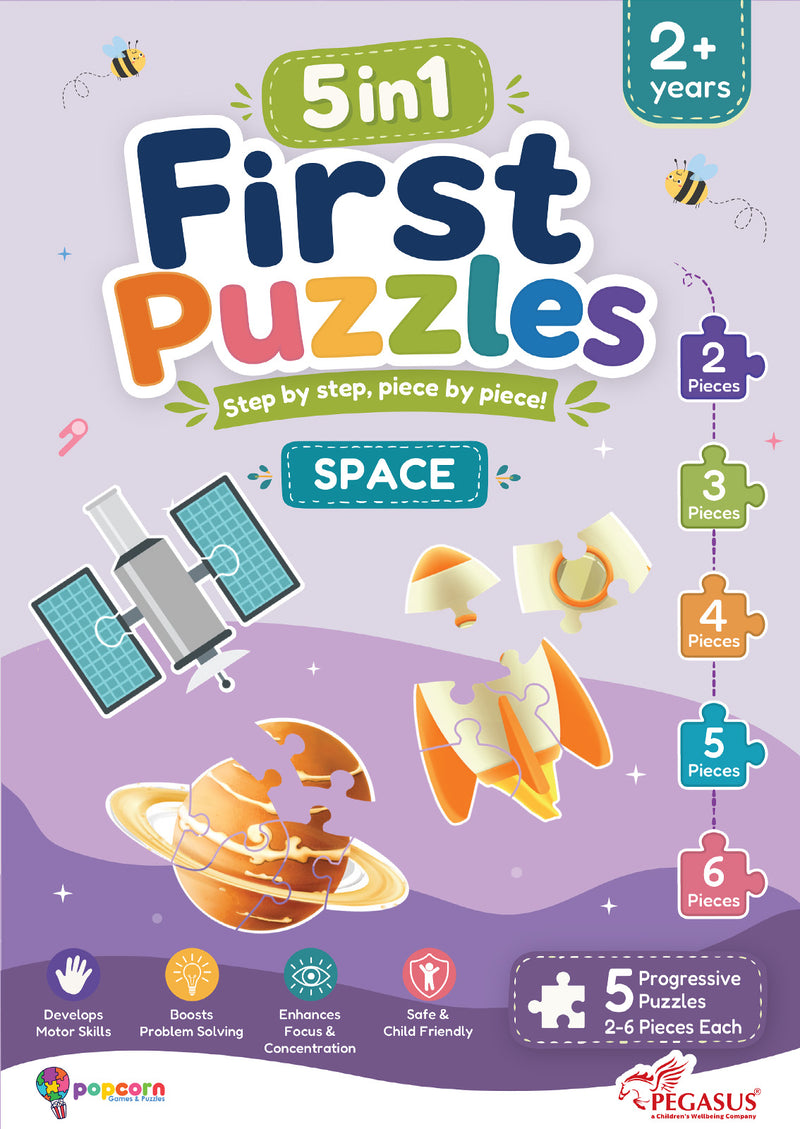 5-in-1 First Puzzles Space for Toddlers and Kids (Age 2+ Years) Jigsaw Puzzle Set | Fun Memory Games and Creative Activity