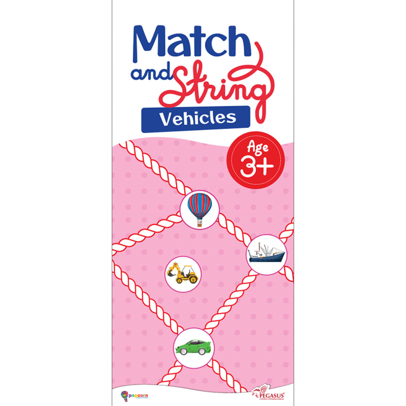 Match and String Vehicles for Kids (Age 3+ Years) String-Along Learning Activity Fine Motor Skills and Matching Game