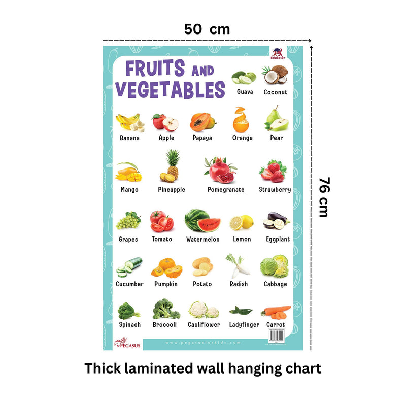 Fruits & Vegetables - Thick Laminated Preschool Chart