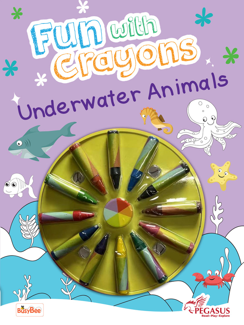 Fun with Crayons: Underwater Animals – Coloring Book with Crayons 3+Years