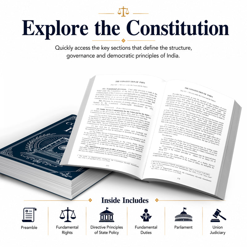 Constitution of India Hardcover Book Indian Law, Civics, and Competitive Exam Reference
