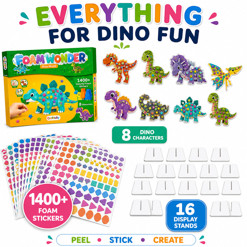 Foam Wonder Dino World Activity Kit for Kids (Age 3+ Years) Creative Learning and Craft Activity for Boys and Girls