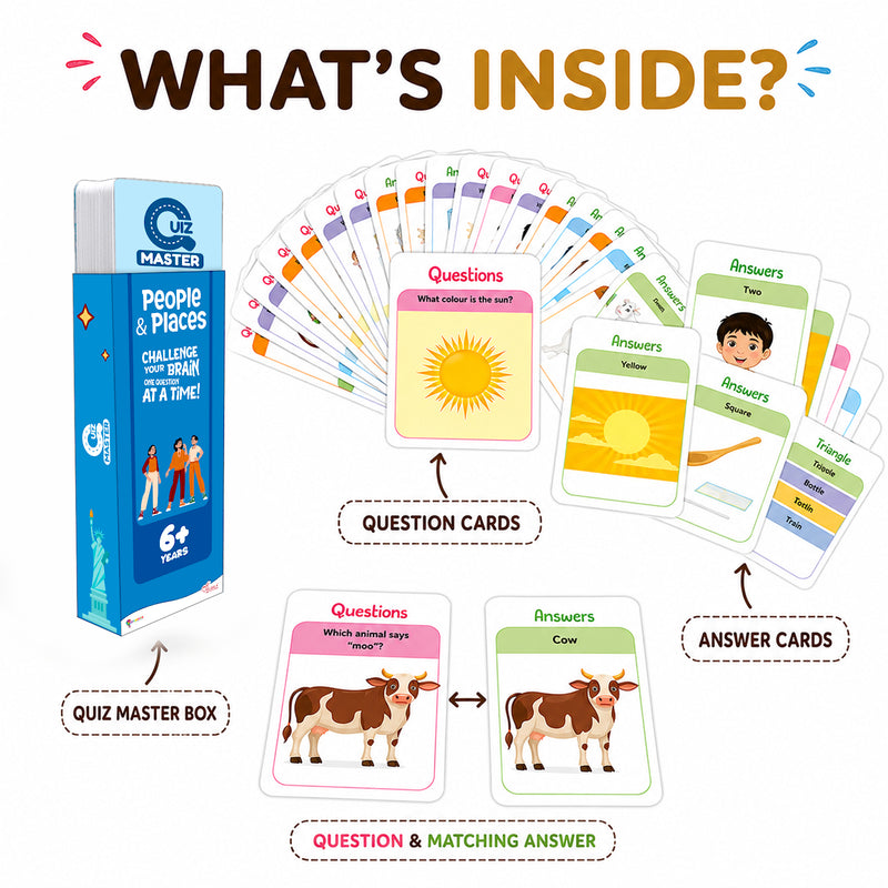 Quiz Master People and Places for Kids (Age 6+ Years) Quiz Challenge Educational Cards and Brain Teaser Learning Game