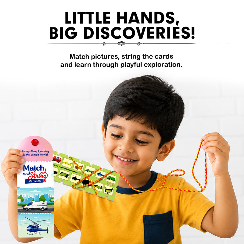 Match and String Early Learning for Kids (Age 3+ Years) String-Along Learning Activity Fine Motor Skills and Matching Game