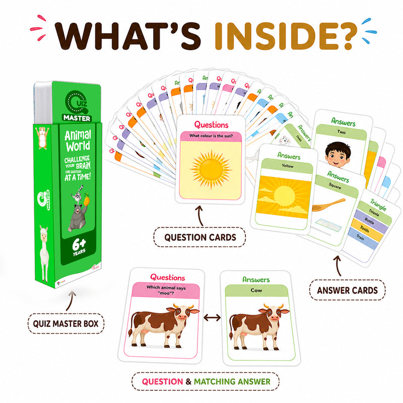 Quiz Master Animal World for Kids (Age 6+ Years) Quiz Challenge Educational Cards and Brain Teaser Learning Game