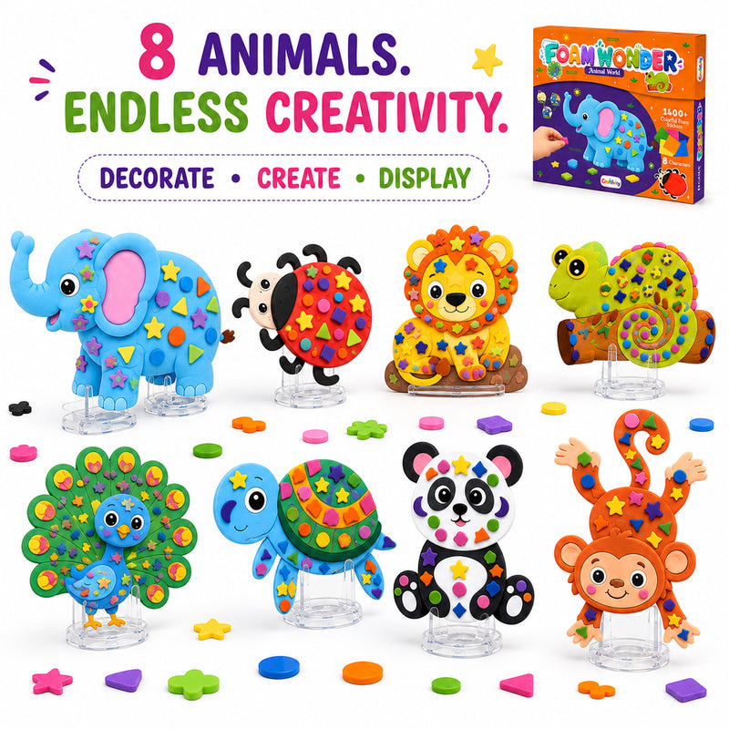 Foam Wonder Animal World Activity Kit for Kids (Age 3+ Years) Creative Learning and Craft Activity for Boys and Girls