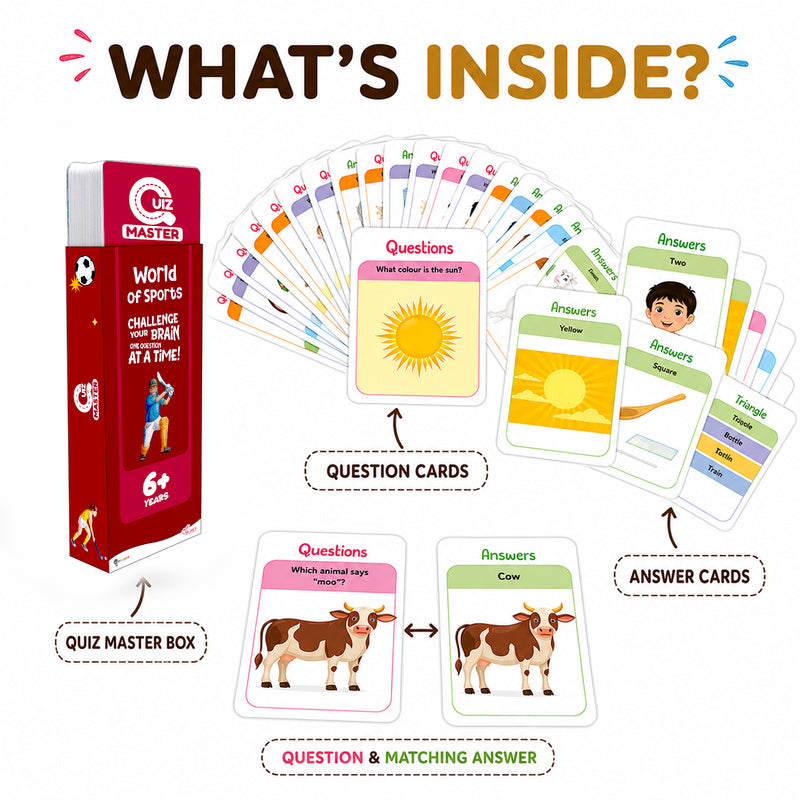 Quiz Master World of Sports for Kids (Age 6+ Years) Quiz Challenge Educational Cards and Brain Teaser Learning Game