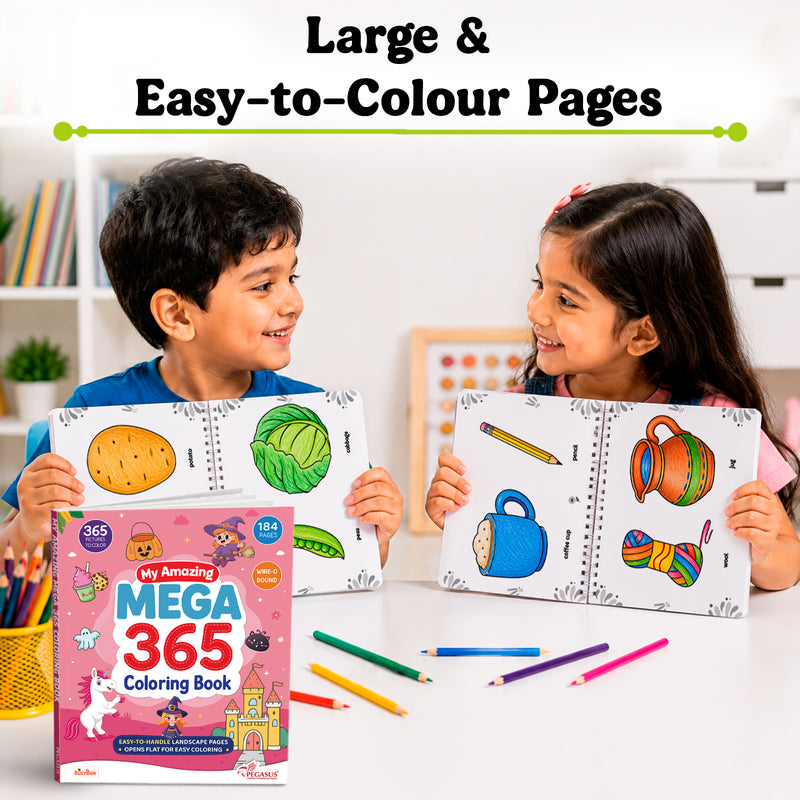 My Amazing Mega 365 Coloring Book for Kids – Wire-O Bound Colouring and Early Learning Activity Book (Age 3+ Years)