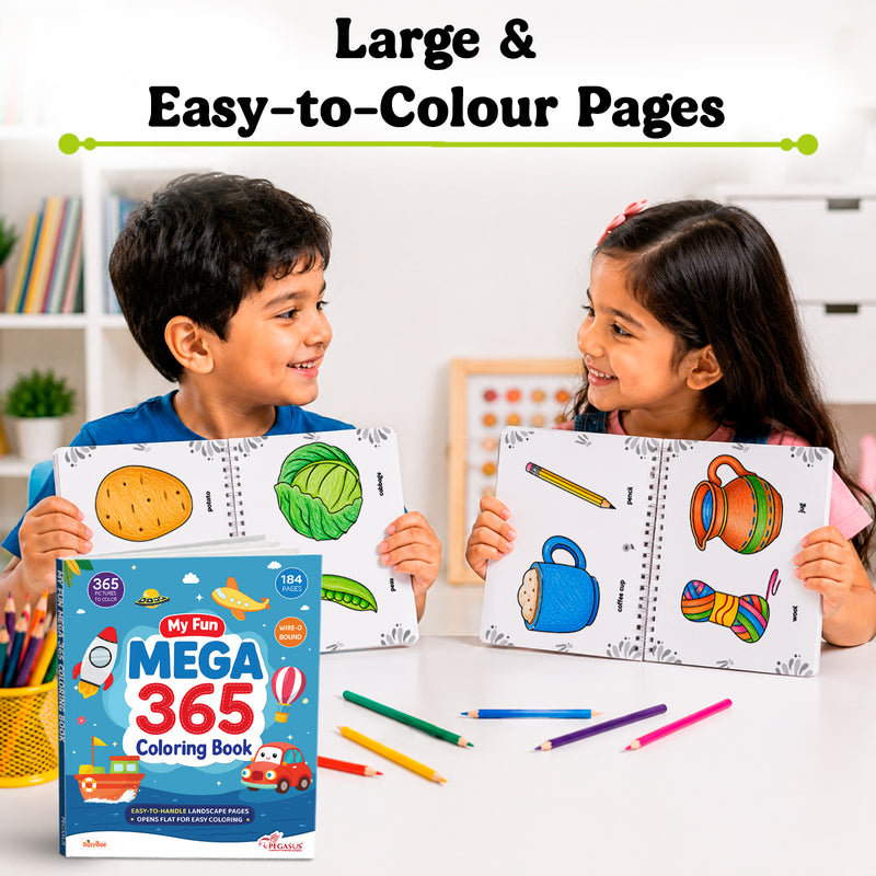 My Fun Mega 365 Coloring Book for Kids – Wire-O Bound Colouring and Early Learning Activity Book (Age 3+ Years)
