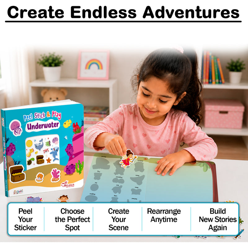Peel Stick & Play Underwater Book for Kids – Reusable Sticker Sea Activity Book (Age 2+ Years)
