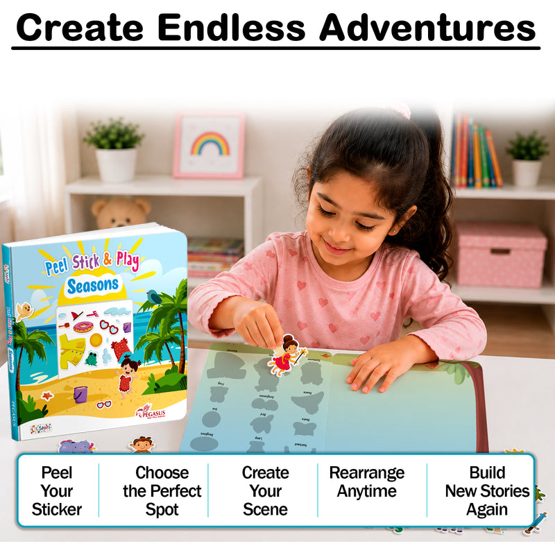 Peel Stick & Play Seasons Book for Kids – Reusable Seasons Sticker Activity Book (Age 2+ Years)