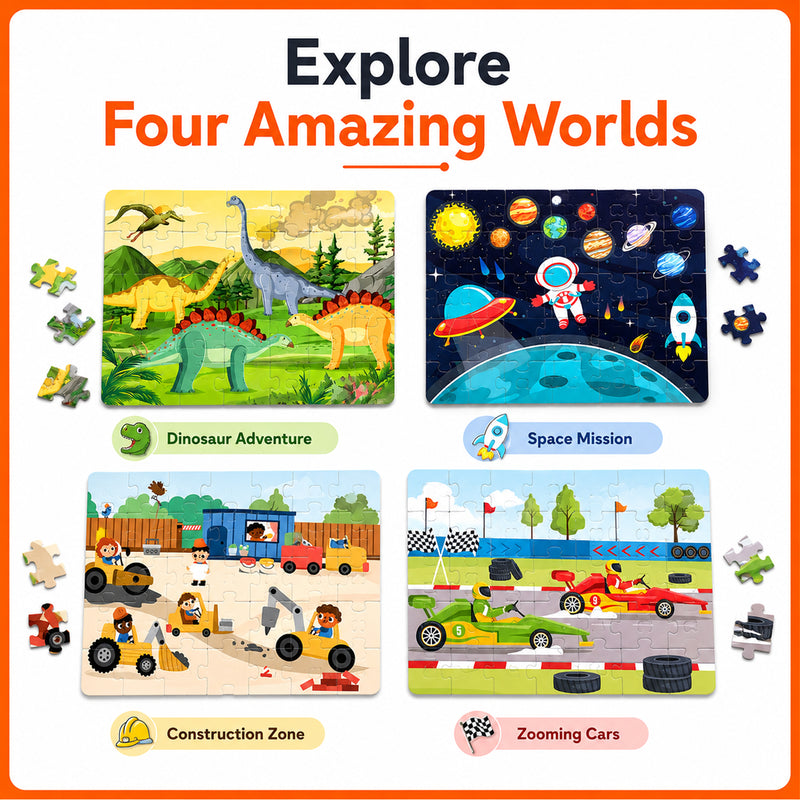 4 in 1 Animal World Jigsaw Puzzle for Kids Farm, Ocean, Polar and Wild Animals Theme Brain Development Toy (Age 3+ Years)