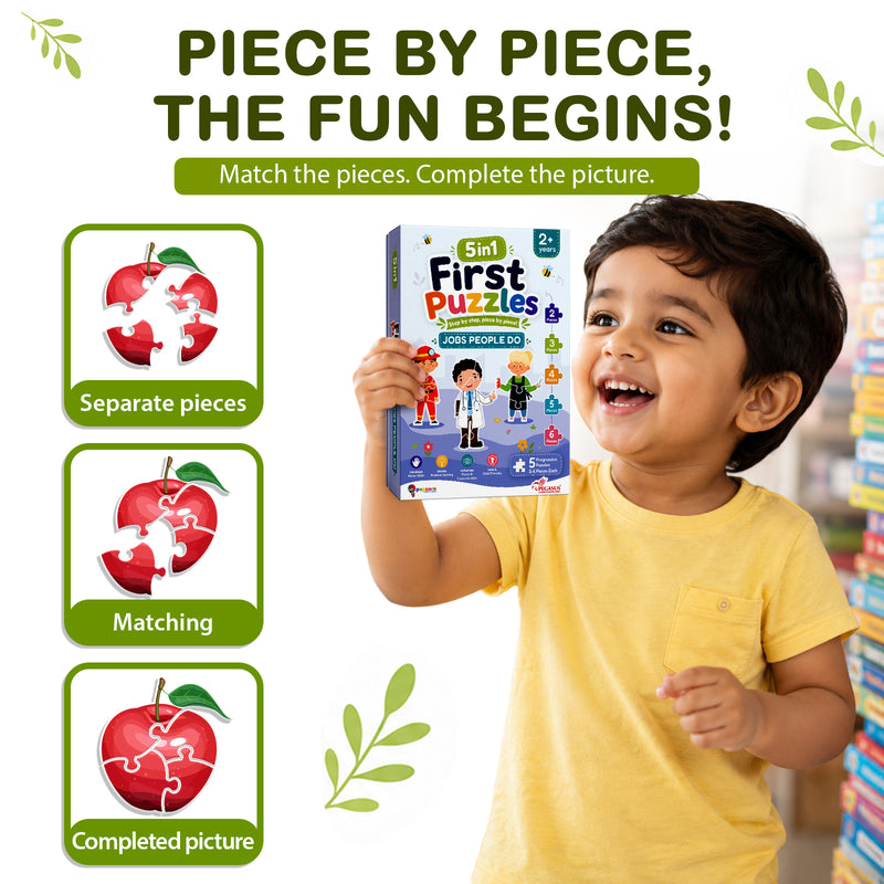 5-in-1 First Puzzles Jobs People Do for Toddlers and Kids (Age 2+ Years) Jigsaw Puzzle Set | Fun Memory Games and Creative Activity