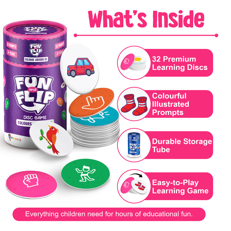 Fun and Flip Colours Around Us Disc Game for Kids Early Learning, Vocabulary and Memory Game for Toddlers (Age 2+ Years)