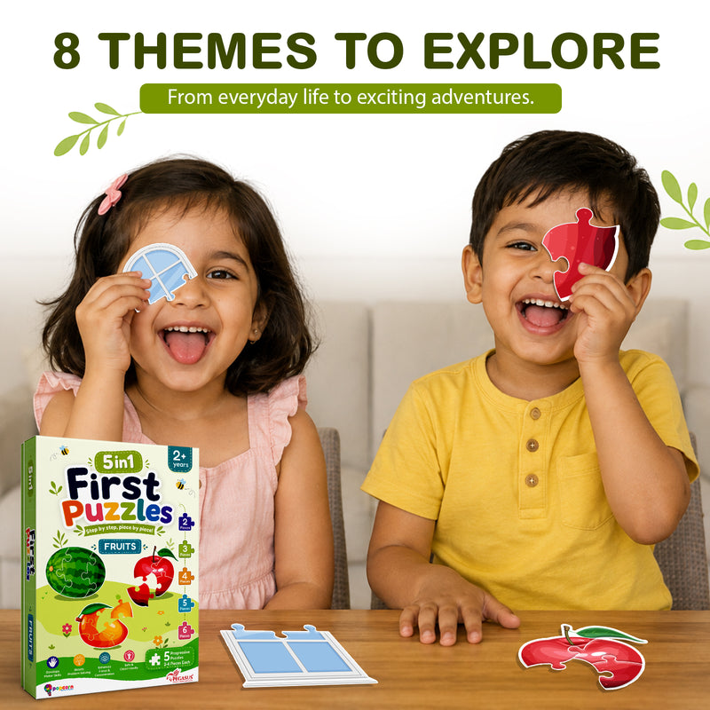 5-in-1 First Puzzles Fruits for Toddlers and Kids (Age 2+ Years) Jigsaw Puzzle Set | Fun Memory Games and Creative Activity