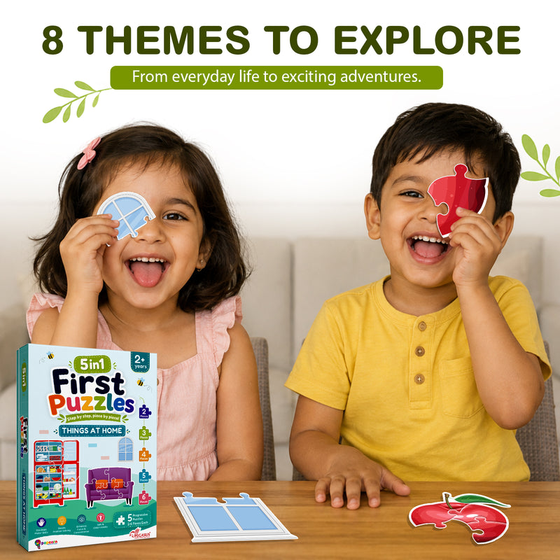 5-in-1 First Puzzles Things at Home for Toddlers and Kids (Age 2+ Years) Jigsaw Puzzle Set | Fun Memory Games and Creative Activity